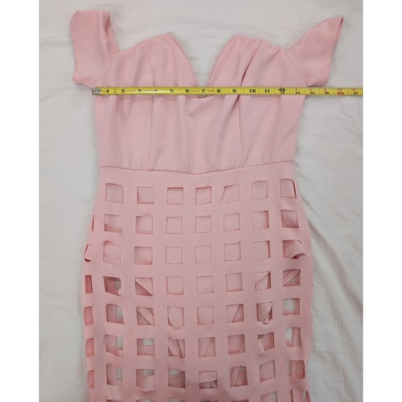 Auditions Spandex Bodycon Dress V neck Cut out Body suit Sz S Pink - Picture 5 of 10